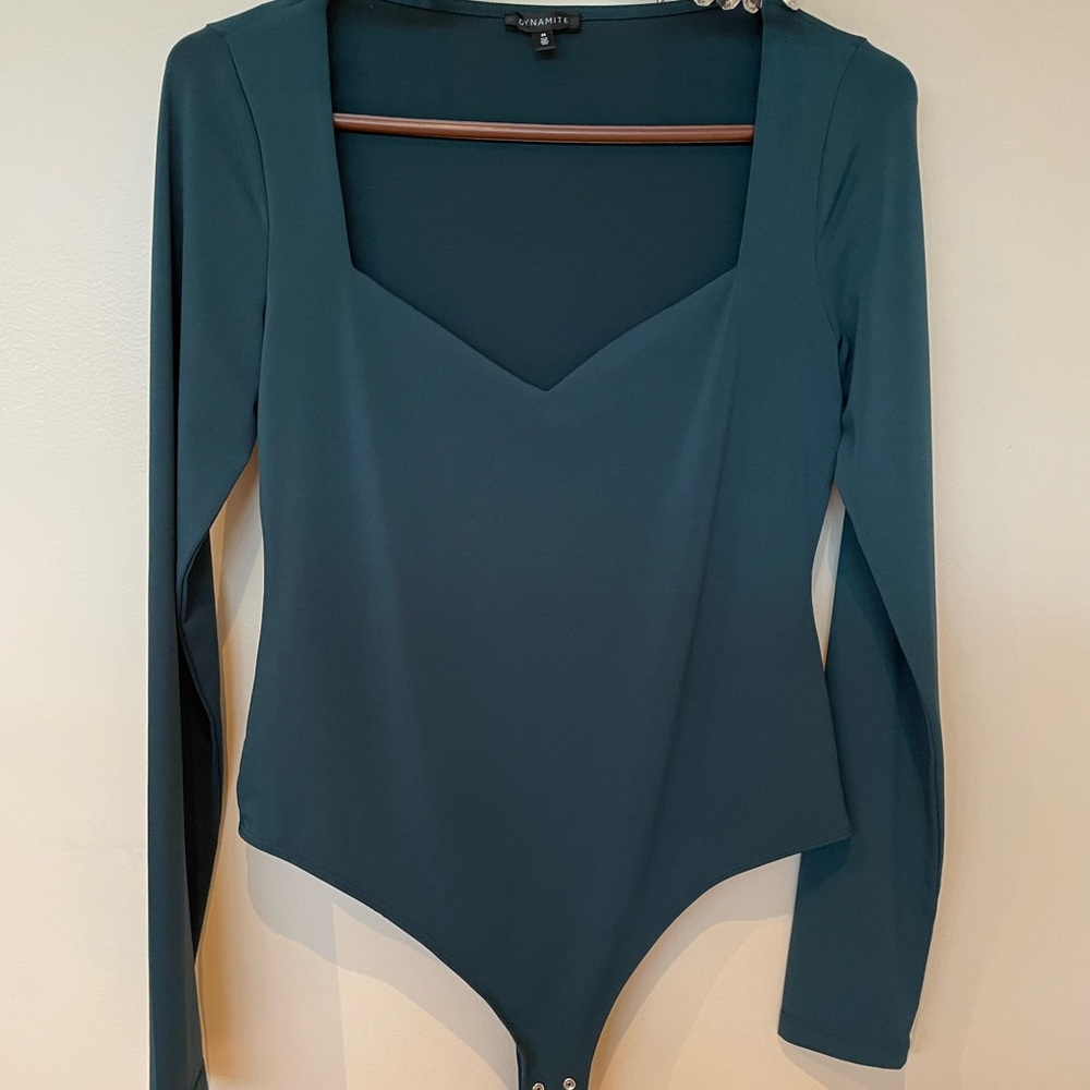Dynamite Teal Green Long-Sleeve Sweetheart Bodysuit